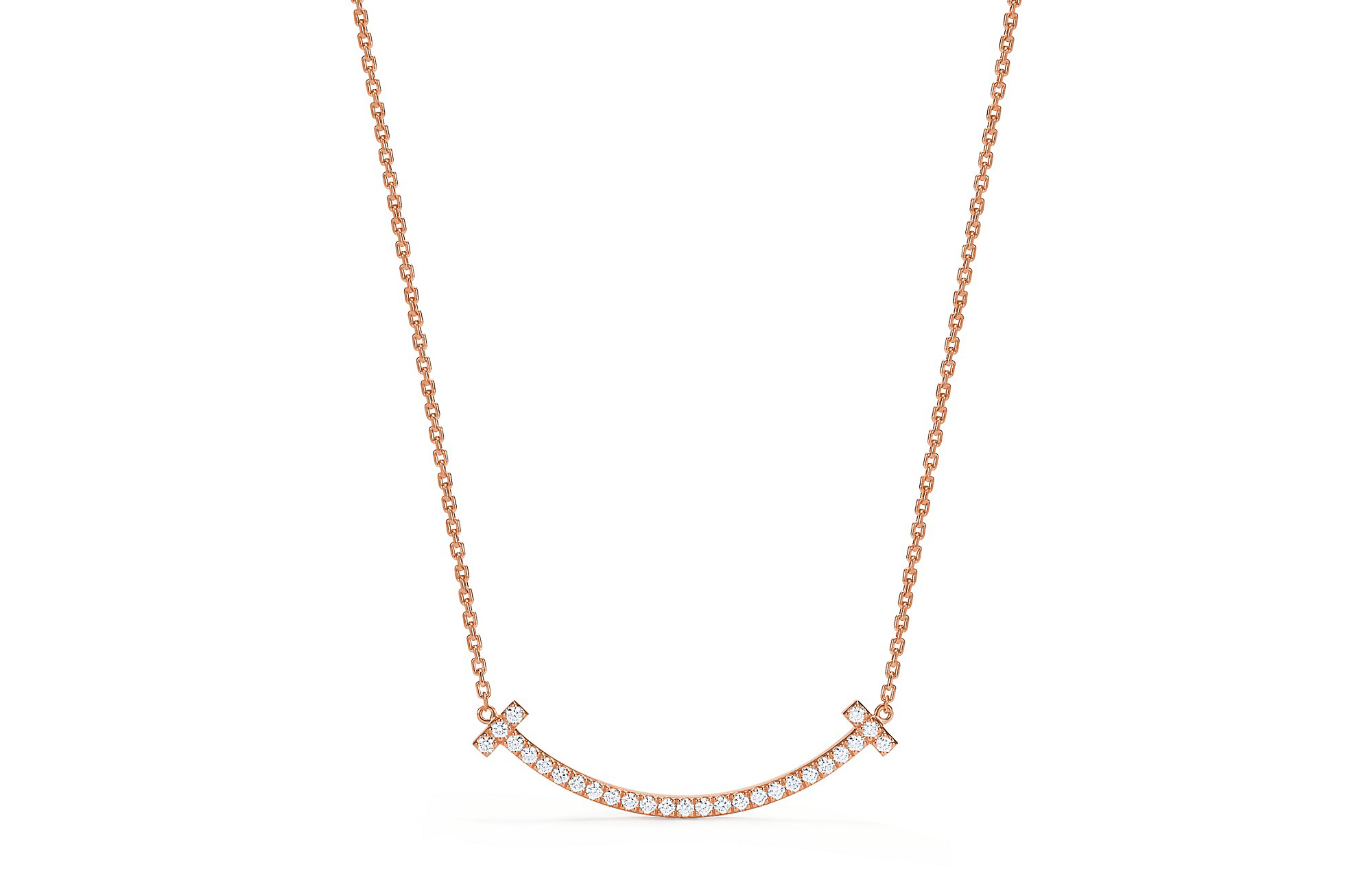 (Women) TIFFANY & CO. T Smile Diamond Pendant 18K Rose Gold Necklace for Women GRP10546,63843385,63104981 圖 3