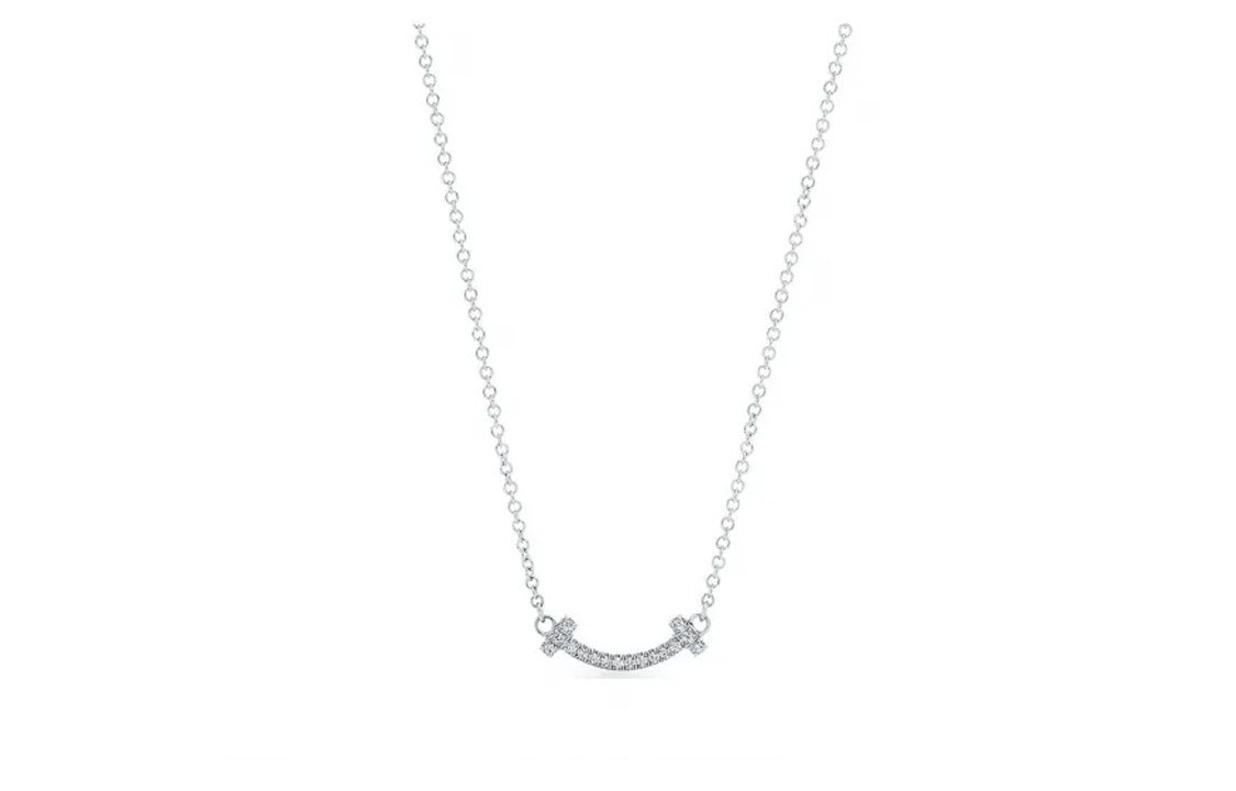 (Women) TIFFANY & CO. T Smile Necklace 18K White Gold Silver for Women. 62617802