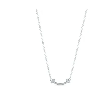(Women) TIFFANY & CO. T Smile Necklace 18K White Gold Silver for Women. 62617802