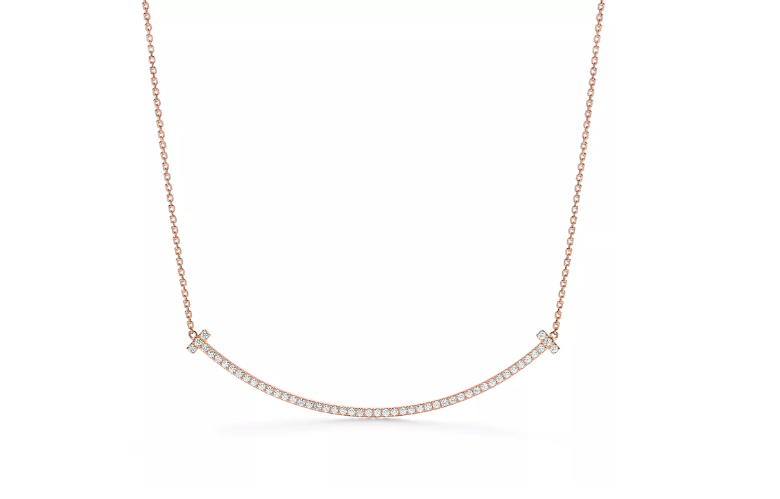 (Women) Tiffany & Co. T Smile Necklace Rose Gold  Extra Large Stylish Pendant 67513517