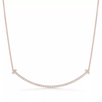 (Women) Tiffany & Co. T Smile Necklace Rose Gold Extra Large Stylish Pendant 67513517 (Women) Tiffany & Co. T Smile Necklace Rose Gold Extra Large Stylish Pendant 67513517