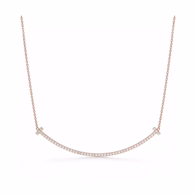 (Women) Tiffany & Co. T Smile Necklace Rose Gold Extra Large Stylish Pendant 67513517
