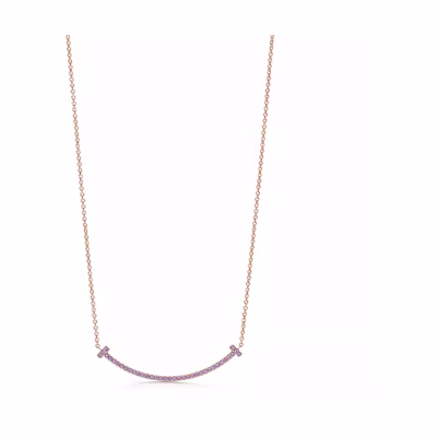 (Women) Tiffany & Co. T Smile Necklace Rose Gold K Gold Jewelry. 71120562