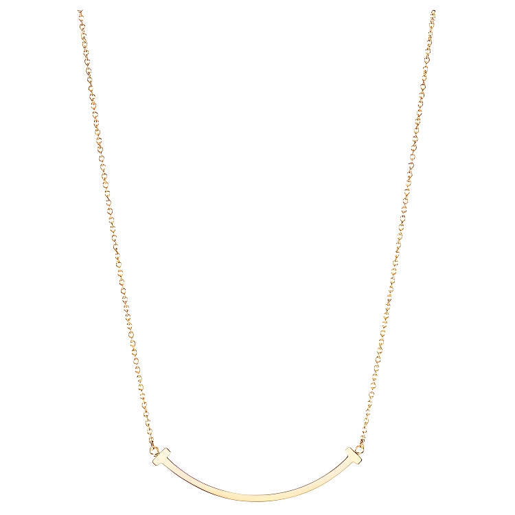 (Women) TIFFANY & CO. T Smile Pendant Necklace Gold 18K  Chain Necklace. 60011679