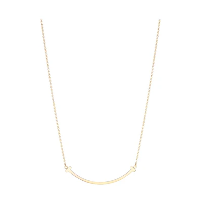 (Women) TIFFANY & CO. T Smile Pendant Necklace Gold 18K Chain Necklace. 60011679