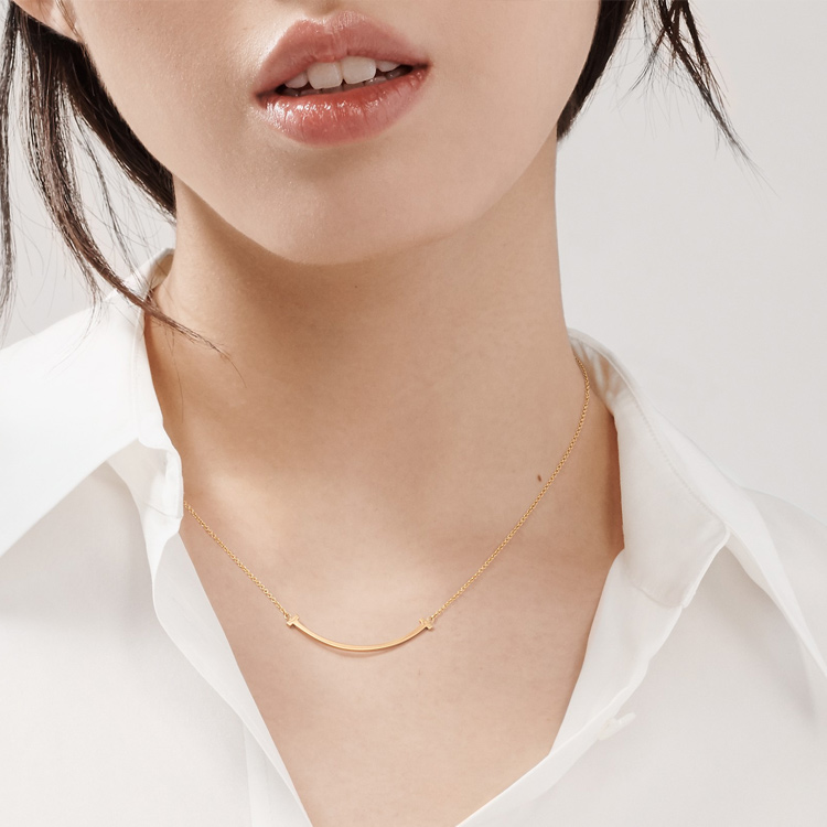 (Women) TIFFANY & CO. T Smile Pendant Necklace Gold 18K  Chain Necklace. 60011679 圖 4