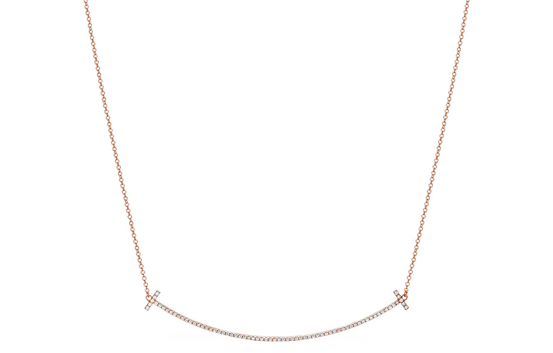 Order (W) ティファニー Tスマイル ローズゴールド ネックレス 女性用 - エレガントでミニマルなデザイン 63821993