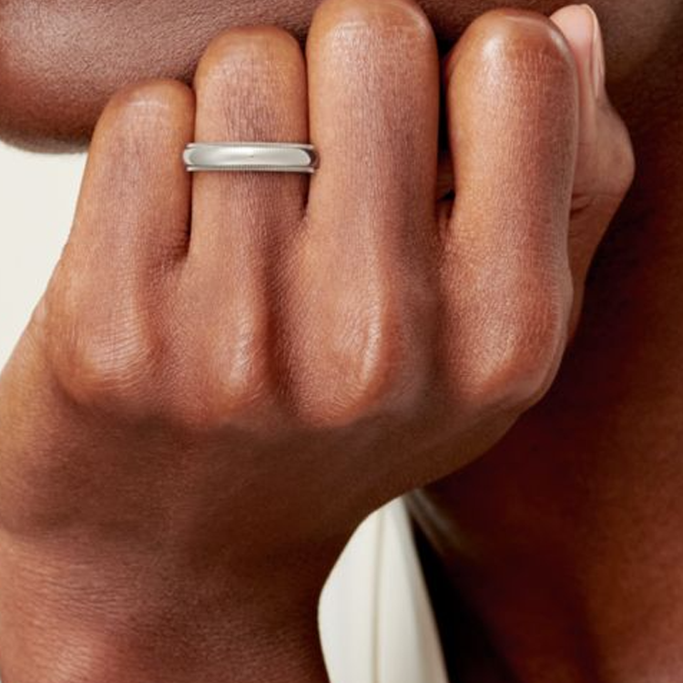 (Women) TIFFANY & CO. Textured Platinum Silver Ring for Women. GRP00377 圖 4