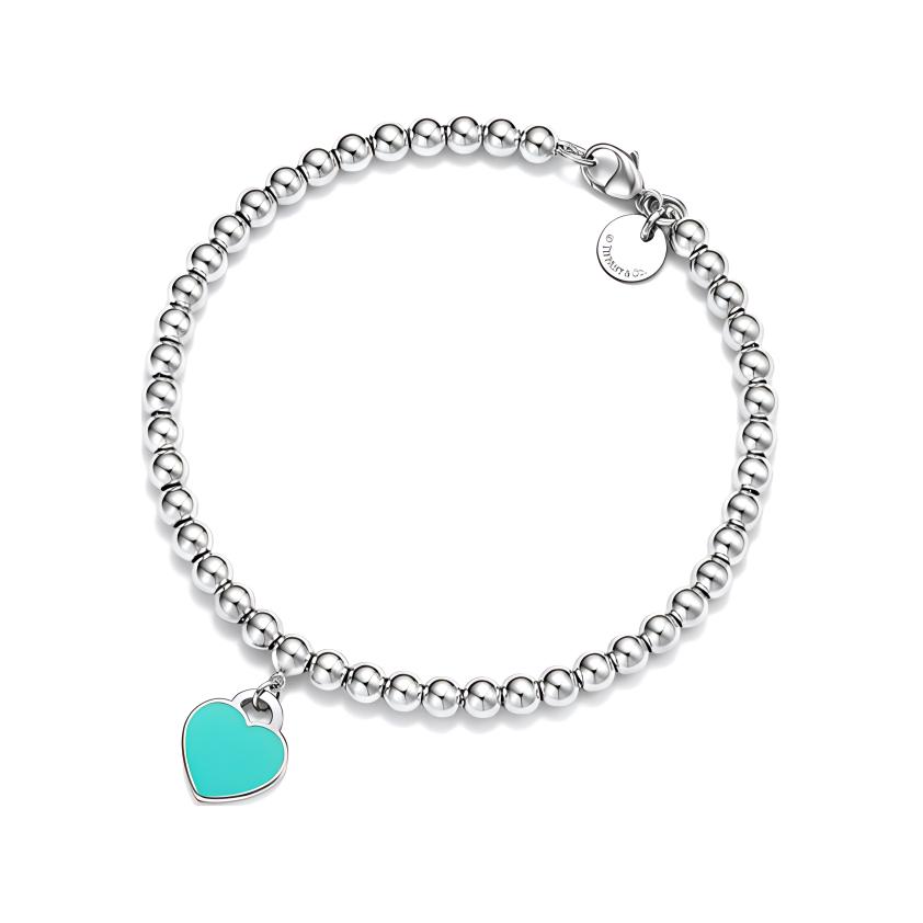 (Women) TIFFANY & CO. Tiffany Blue Diamond Bead 4mm Blue Silver Bracelet for Women GRP12057