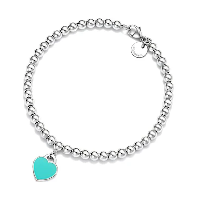 (Women) TIFFANY & CO. Tiffany Blue Diamond Bead 4mm Blue Silver Bracelet for Women GRP12057