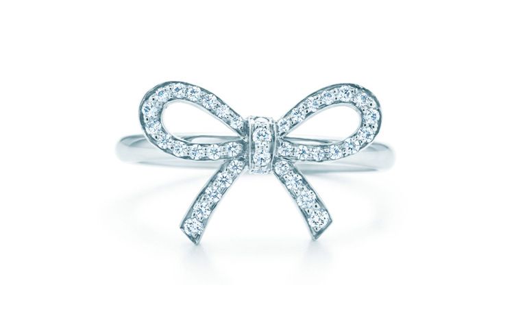 (Women) TIFFANY & CO. Tiffany Bow Series Platinum Blue Ring for Women. GRP02979