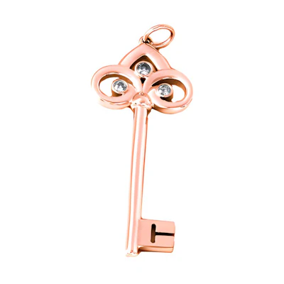 (Women) Tiffany & Co. Tiffany Fleur de Lis Diamond Key Pendant for Women in Rose Gold. GRP10219