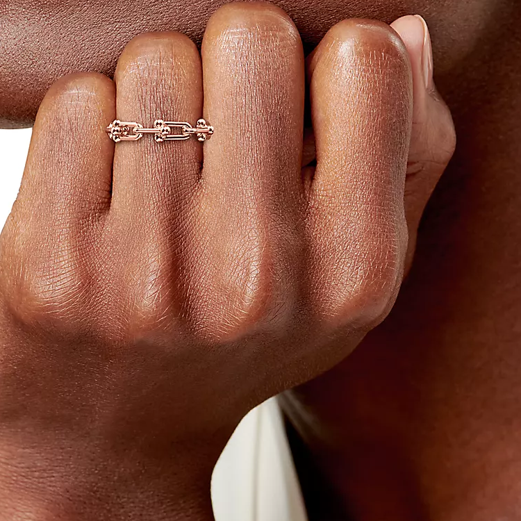 (Women) TIFFANY & CO. Tiffany HardWear Micro Link 18K Rose Gold Ring for Women. GRP12538 圖 5