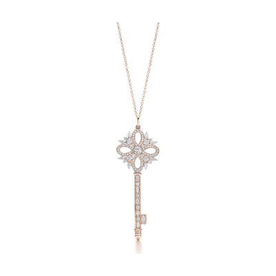 (Women) Tiffany & Co. Tiffany Keys 4cm 18K Rose Gold Medium Key Pendant Necklace Women. GRP09203