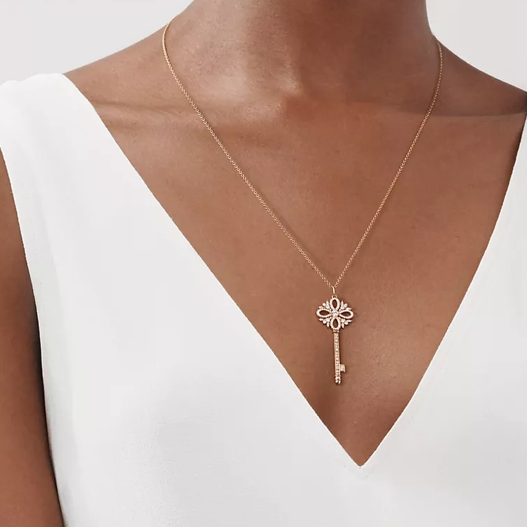 Lookbook (W) Tiffany＆Co. 鑰匙系列4cm 18K玫瑰金中型鑰匙吊墜項鍊 女款 GRP09203