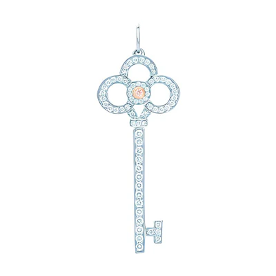 (Women) Tiffany & Co. Tiffany Keys Crown Diamond Pendant Platinum (No Chain) Necklace. GRP06287