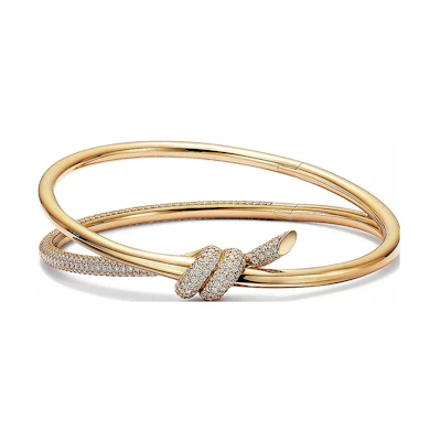 (Women) TIFFANY & CO. Tiffany Knot Double Row Diamond Gold Bracelet for Women. 68890276