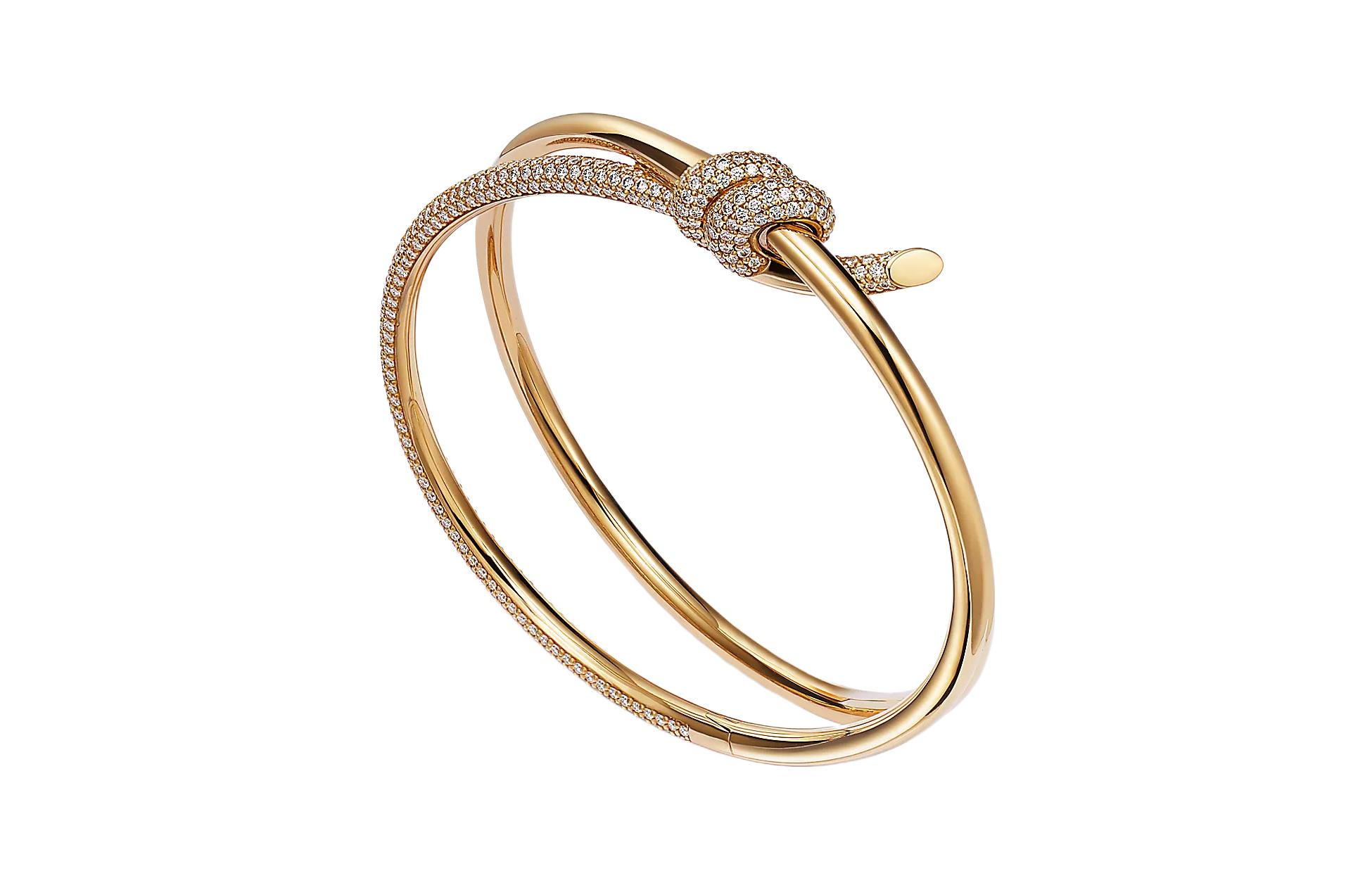 (Women) TIFFANY & CO. Tiffany Knot Double Row Diamond Gold Bracelet for Women. 68890276 圖 4