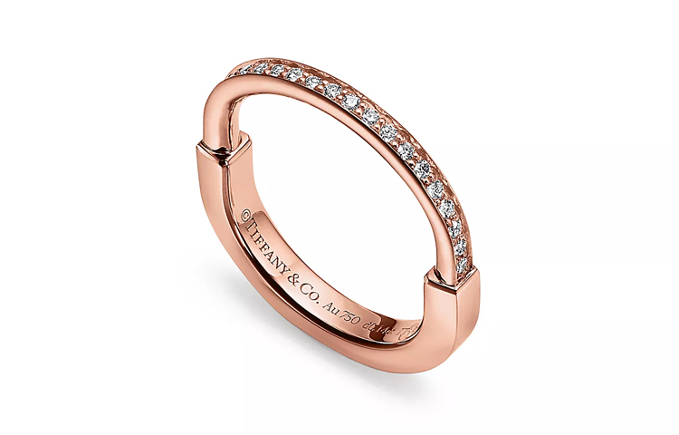 (Women) TIFFANY & CO. Tiffany Lock Diamond 18K Rose Gold Ring for Women. GRP12355