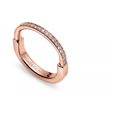 (Women) TIFFANY & CO. Tiffany Lock Diamond 18K Rose Gold Ring for Women. GRP12355