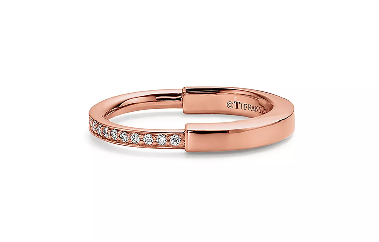 Shop (W) TIFFANY & CO. Tiffany Lock 鑽石18K玫瑰金戒指女款 GRP12355