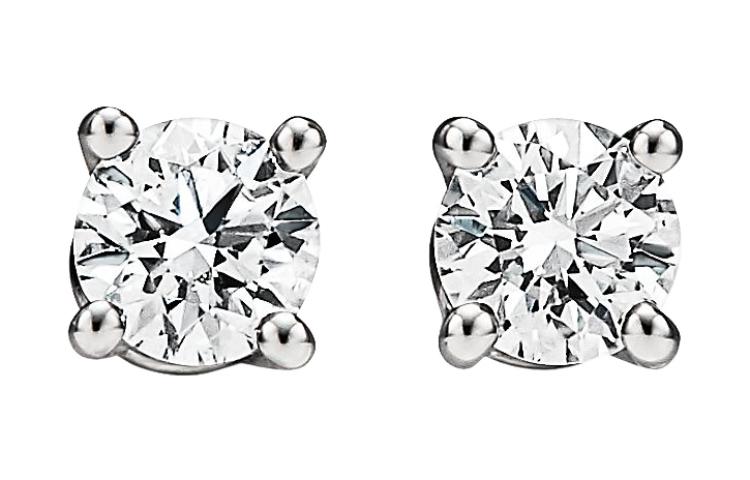 (Women) TIFFANY & CO. Tiffany Solitaire Platinum Diamond Stud Earrings for Women GRP00432