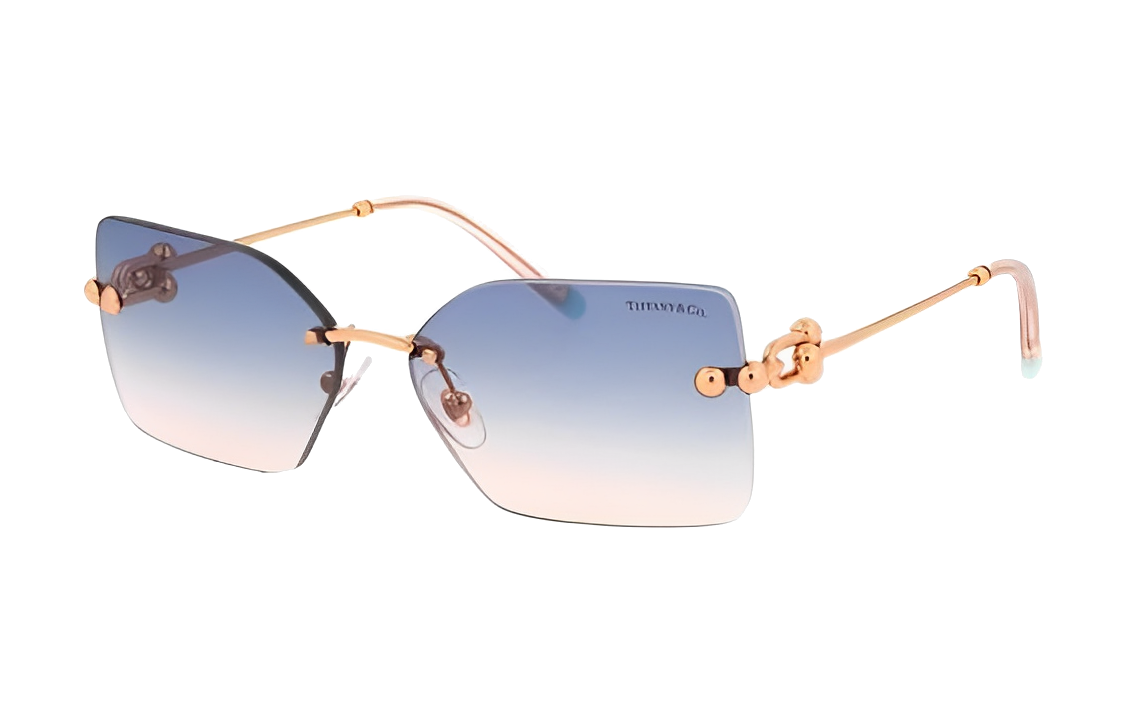 (Women) Tiffany & Co. Tiffany Stylish Alloy Frame Irregular Rose Gold Sunglasses for Women. 0TF3088610516