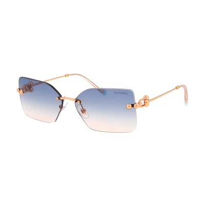 (Women) Tiffany & Co. Tiffany Stylish Alloy Frame Irregular Rose Gold Sunglasses for Women. 0TF3088610516