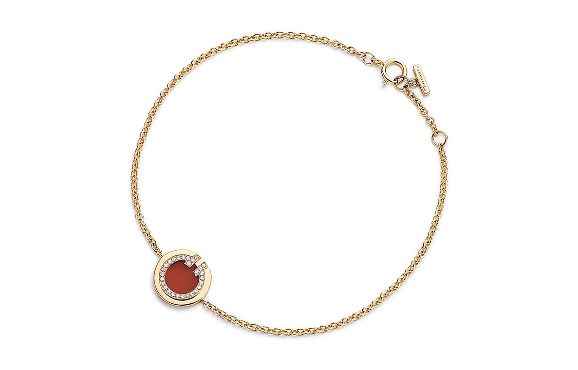 (Women) Tiffany & Co. Tiffany T-Series Red Carnelian Diamond Bracelet 18K Gold  Gold Red. GRP11235