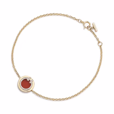(Women) Tiffany & Co. Tiffany T-Series Red Carnelian Diamond Bracelet 18K Gold Gold Red. GRP11235