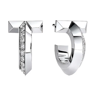 (Women) Tiffany & Co. Tiffany T Diamond Hoop Earrings Silver - Accessory 69783031