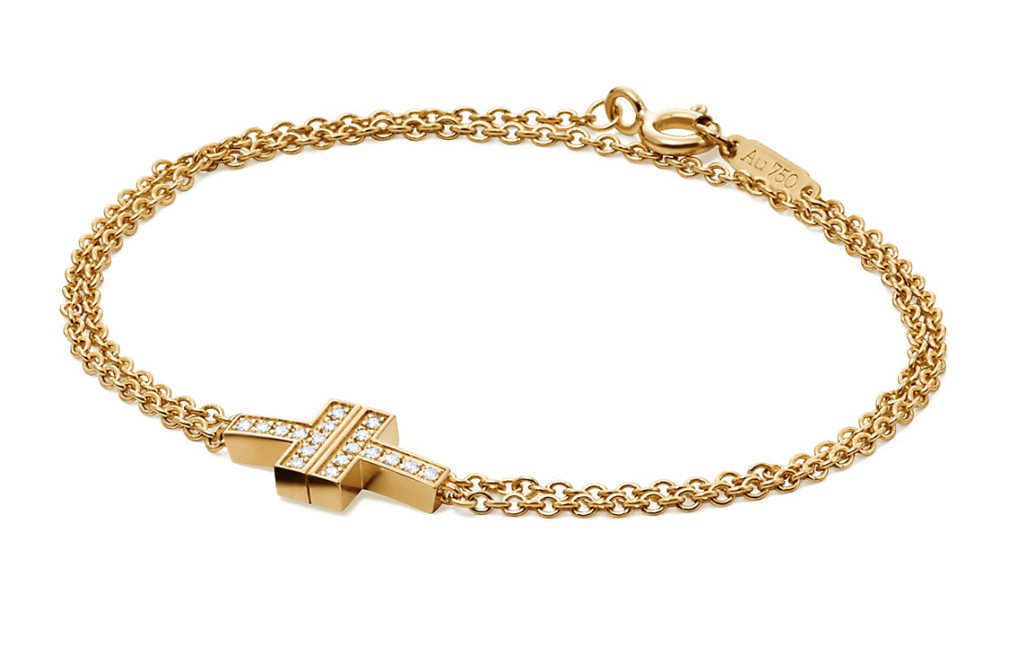 (Women) Tiffany & Co. Tiffany T Series Double Chain Diamond Bracelet 18K Gold  Gold GRP10623
