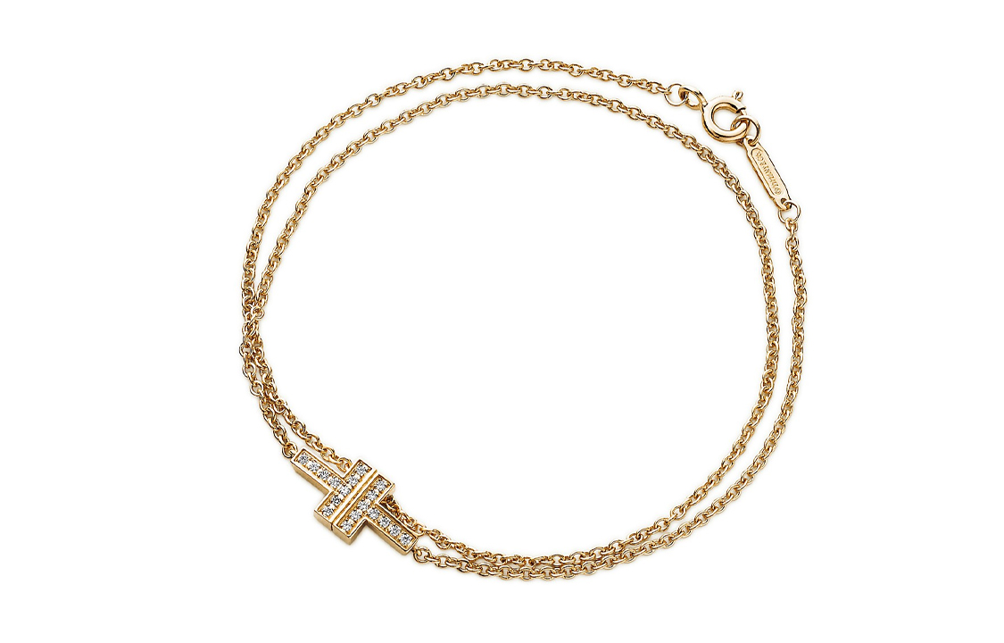 Lookbook (W) 蒂芙尼T系列雙鍊鑽石手鍊18K金 GRP10623