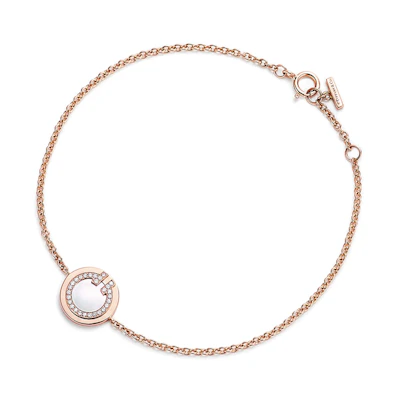 (Women) Tiffany & Co. Tiffany T Series Elegant Diamond & Mother-of-Pearl Circle Bracelet - Rose Gold. GRP11099