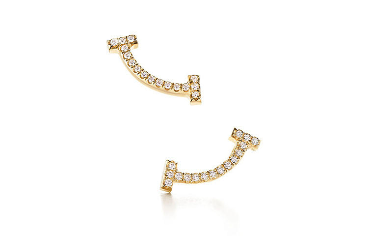 (Women) TIFFANY & CO. Tiffany T Series Full Diamond Smile 18K Gold Earrings for Women. 36667176