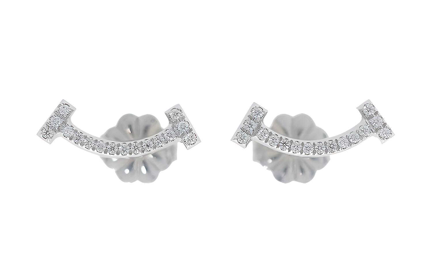 (Women) Tiffany & Co. Tiffany T Smile Diamond Earrings Women’s Platinum. 36667168