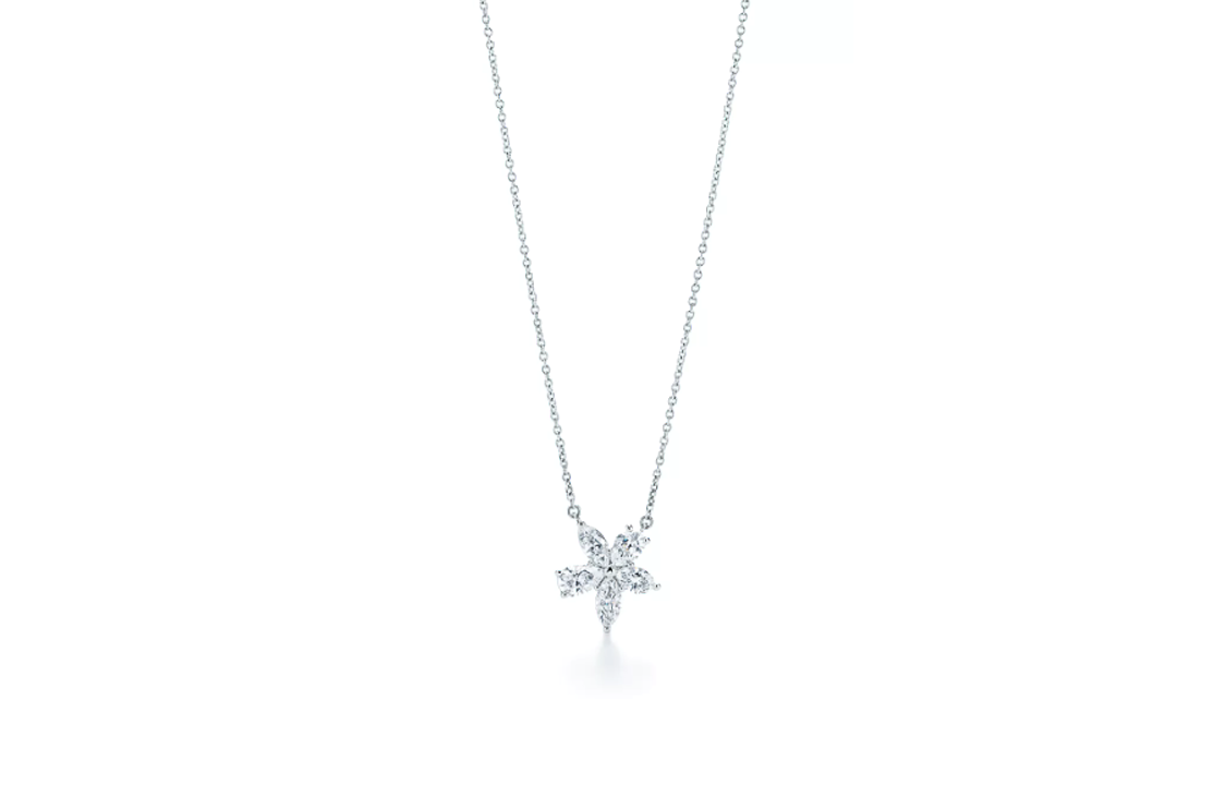 (Women) TIFFANY & CO. Victoria Collection Diamond Cluster Pendant Necklace Silver 0.88ct. 60012019