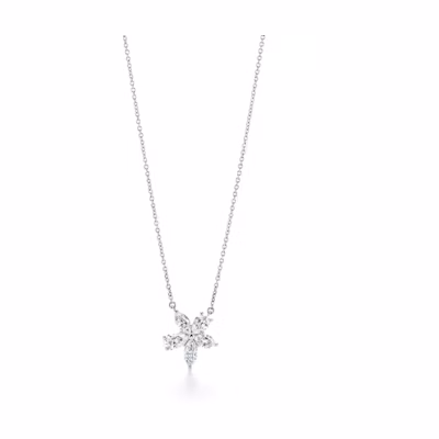 (Women) TIFFANY & CO. Victoria Collection Diamond Cluster Pendant Necklace Silver 0.88ct. 60012019
