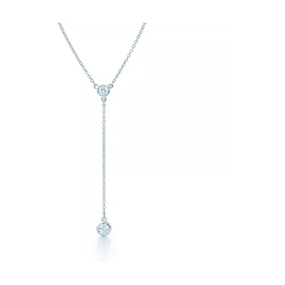 (Women) TIFFANY & CO. Y Pendant Platinum 950 Diamond Necklace for Women Silver 60138713
