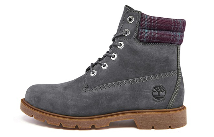 (W) Timberland Linden Woods 6 Inch Waterproof Boots 'Dark Grey and Printed Collar'