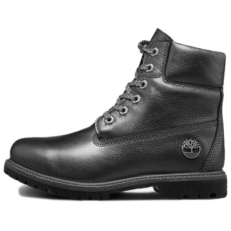 (Women) Timberland 6 Inch Heritage Premium Waterproof Pewter Leather Boots 'Black' A24HY