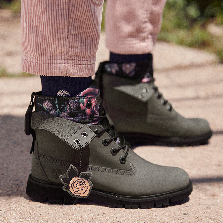 (W) Timberland Lucia Way 6 Inch Waterproof Roll Top Boots 'Grey and Floral' 圖 7