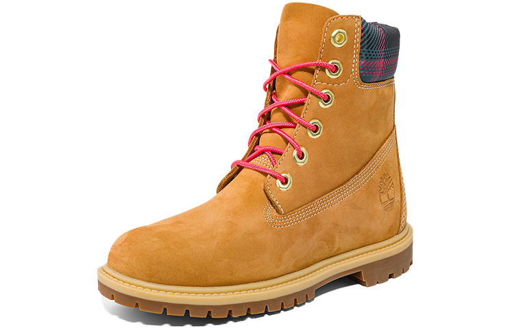(W) Timberland Heritage 6 Inch Waterproof Boots 'Wheat Nubuck with Pink Teal Plaid' 圖 3