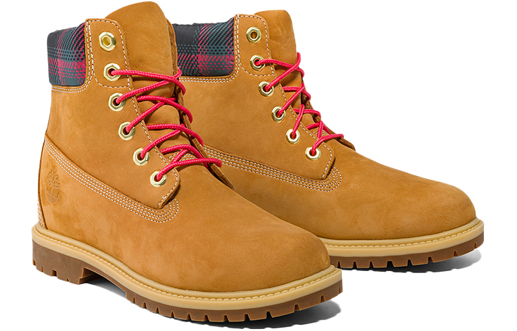 (W) Timberland Heritage 6 Inch Waterproof Boots 'Wheat Nubuck with Pink Teal Plaid' 圖 4