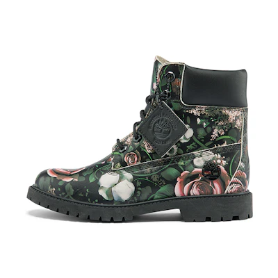 (W) Timberland Heritage 6 Inch Waterproof Boots 'Black Floral Nubuck'