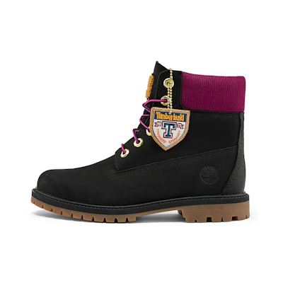 (W) Timberland Heritage 6 Inch Waterproof Boots 'Black Nubuck with Pink'