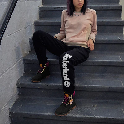 (W) Timberland Heritage 6 Inch But Kalihitan 'Hitam Nubuck dengan Merah Jambu' A44KXW 1