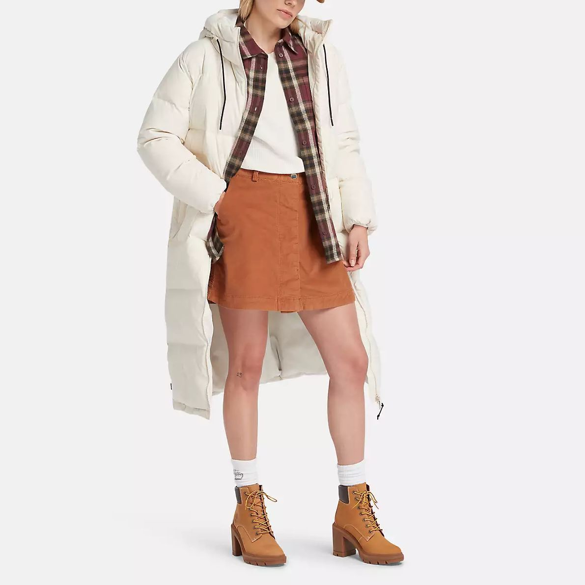 Details for (W) Timberland Jaket Panjang Puffer Putih Daur Semula untuk Cuaca Sejuk. A6HG9-V04