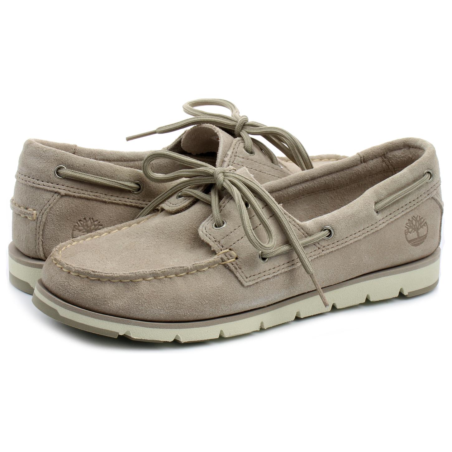 Shop (W) Timberland Camden Falls Scarpe Barca Pelle Scamosciata Bianche A1P84