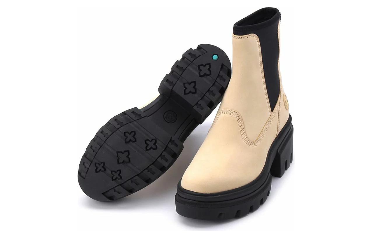 Shop 添柏岚 舒適 高筒 切爾西靴 女款 淺黃色